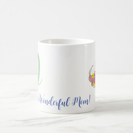 Lettre papillon D Mug florale (Centre)