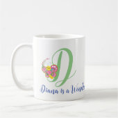 Lettre papillon D Mug florale (Gauche)