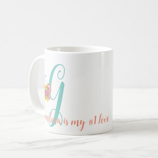 Lettre papillon G Mug florale (Devant gauche)