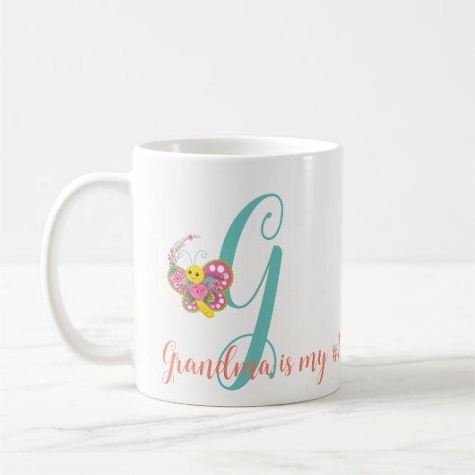 Lettre papillon G Mug florale (Gauche)