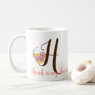 Lettre papillon H Mug florale