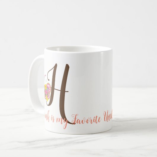 Lettre papillon H Mug florale (Devant gauche)