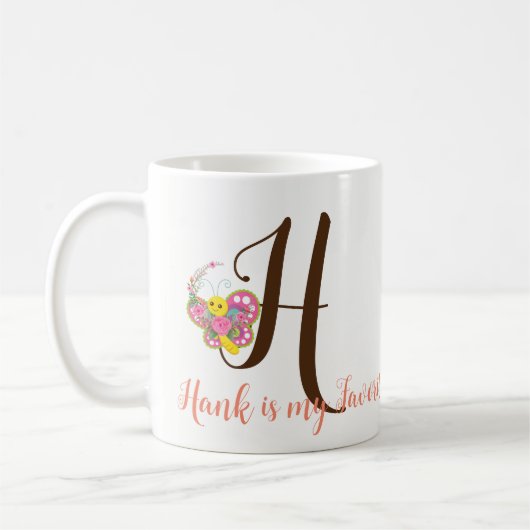 Lettre papillon H Mug florale (Gauche)