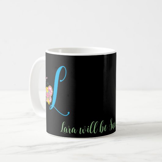 Lettre papillon L Mug florale (Devant gauche)