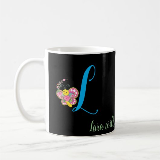Lettre papillon L Mug florale (Gauche)