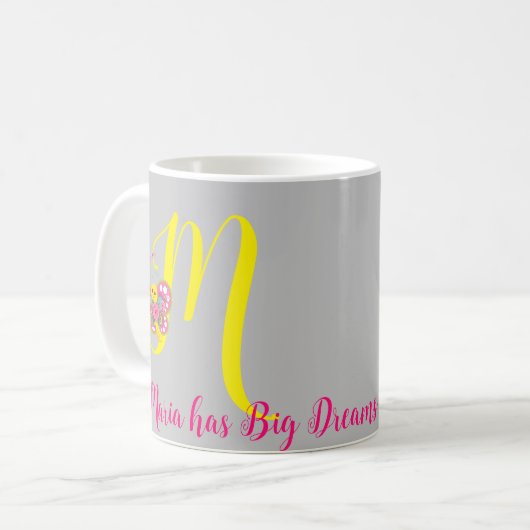 Lettre papillon M Mug florale (Devant gauche)