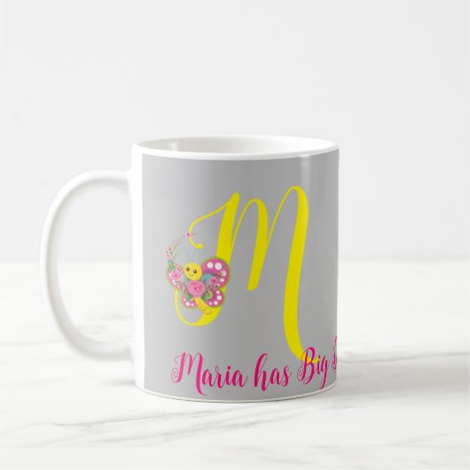 Lettre papillon M Mug florale (Gauche)