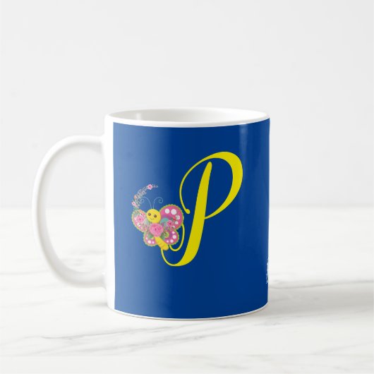 Lettre papillon P Mug florale (Gauche)