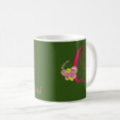 Lettre papillon Q Mug florale (Devant droit)