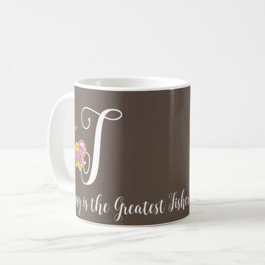 Lettre papillon T Mug florale (Devant gauche)
