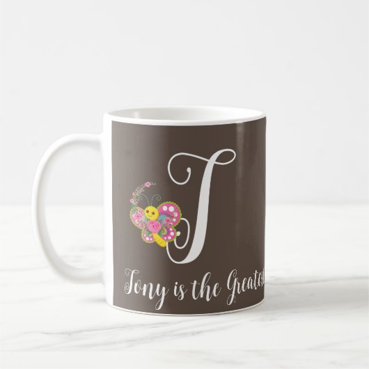Lettre papillon T Mug florale (Gauche)