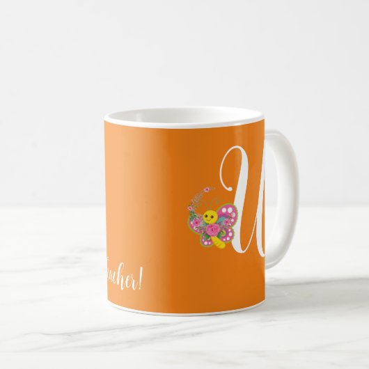 Lettre papillon U Mug florale (Devant droit)
