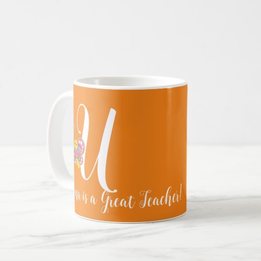 Lettre papillon U Mug florale (Devant gauche)
