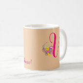 Lettre papillon V Mug florale (Devant droit)
