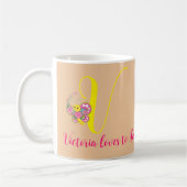 Lettre papillon V Mug florale (Gauche)