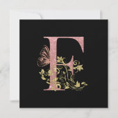 Lettre Parties scintillant rose Florale F Carte Ca (Devant)