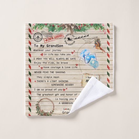 Lettre personnalisée à mon petit-fils de grand-pèr (Gant de toilette)