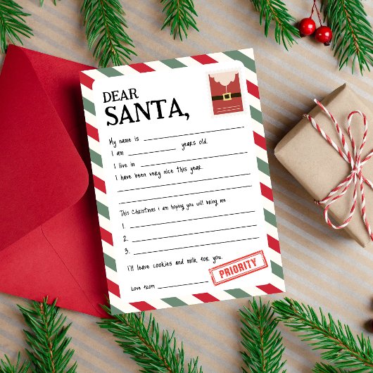 Lettre personnalisée au Père Noël Carte de Noël