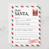 Lettre personnalisée au Père Noël Carte de Noël (Devant)