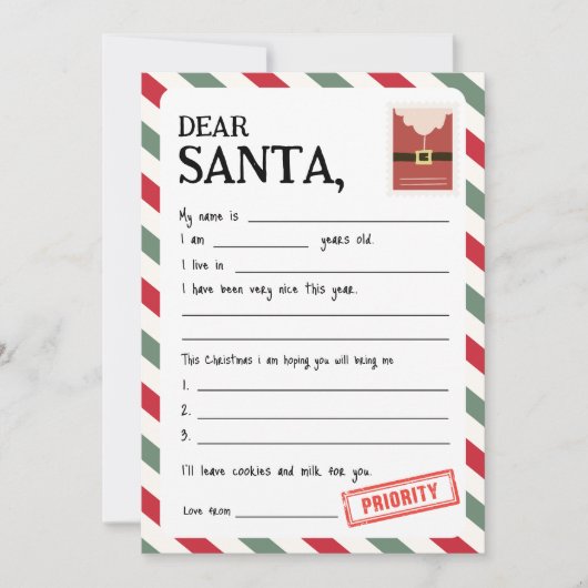 Lettre personnalisée au Père Noël Carte de Noël (Devant)