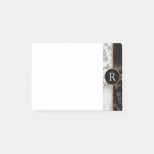 Lettre personnalisée en marbre blanc noir Post-it® (Devant)
