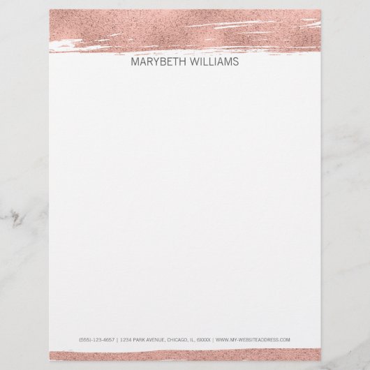 Lettre Personnalisée En-tête de brosse Rose or moderne (Devant)