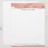 Lettre Personnalisée En-tête de brosse Rose or moderne (Devant / Derrière)
