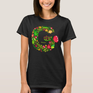 Lettre personnalisée G en T-shirt Fleurs