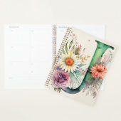 Lettre personnalisée J Carnet d'aquarelle florale (Devant avec enveloppe)