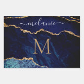 Lettre personnalisée Marine Blue Gold Nom Papier d (Devant 3)