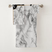 Lettre personnalisée Serviettes de bain Marbre noi (En situation)
