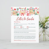 Lettre pour enfants aquarelle à Père Noël feuille  (Debout devant)