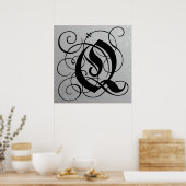 Lettre Q, Monogramme gothique Poster noir (Cuisine)