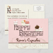 Lettre R Bonne Anniversaire Cupcake Business Carte (Devant / Derrière)