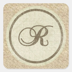Lettre R burlap autocollants de conception rustiqu