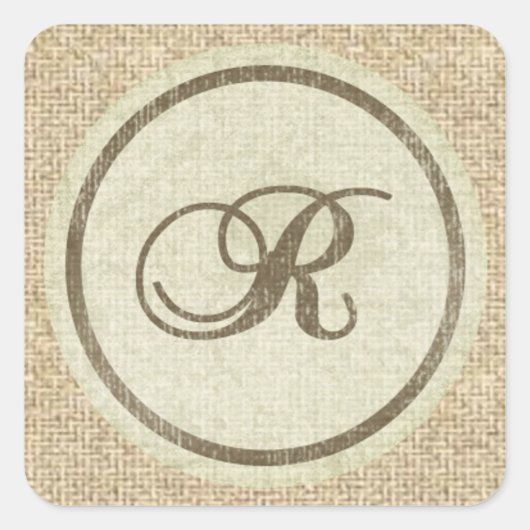 Lettre R burlap autocollants de conception rustiqu (Devant)