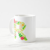 Lettre R en Fleurs Café Mug (Devant gauche)