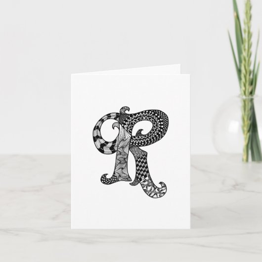 Lettre R Monogramme en noir et blanc (Devant)