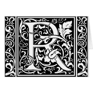 Lettre R Monogramme médiéval Art Nouveau