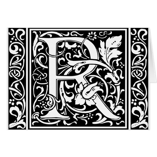 Lettre R Monogramme médiéval Art Nouveau (Devant horizontal)