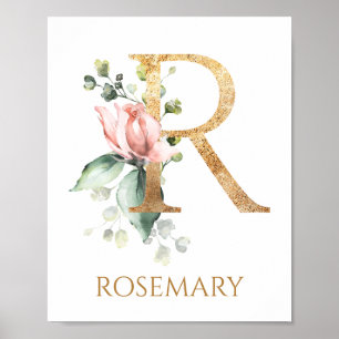 Lettre R Monogramme Rose Peach rose Poster