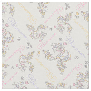 Lettre R Rhiannon nom personnalisé tissu pastel