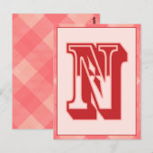 Lettre rose "N" Typographie Carte Banner (Devant / Derrière)