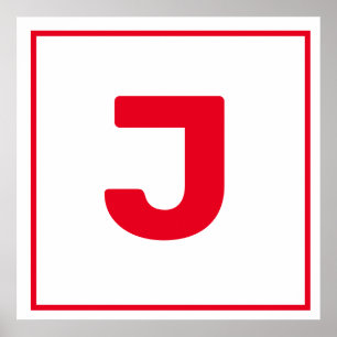 Lettre rouge J Poster