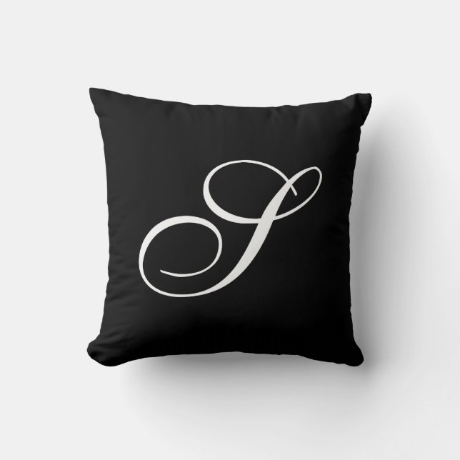 Lettre S Coussin de monogramme noir (Recto)