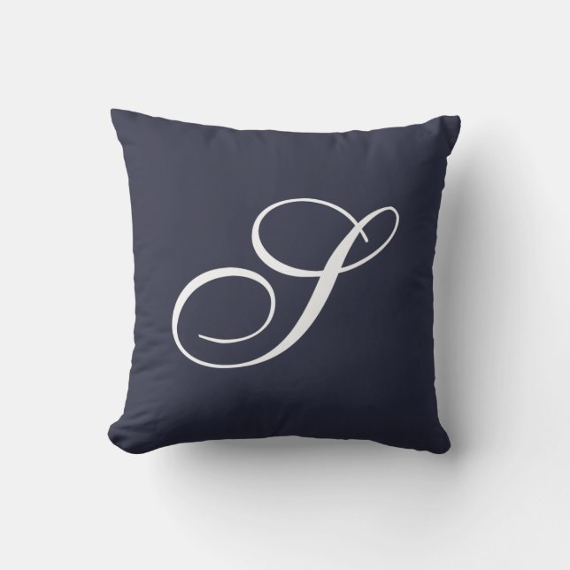 Lettre S Navy Coussin de monogramme bleu (Recto)