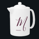 Lettre Script M Bourgogne<br><div class="desc">Votre monogramme et nom figurant dans les polices de caractères bourguignonnes modernes et élégantes sont placés sur un arrière - plan blanc. Des couleurs supplémentaires sont disponibles et vous pouvez également modifier la couleur de police vous-même, à l'aide du menu de modification. Cette conception peut représenter votre prénom ou votre...</div>