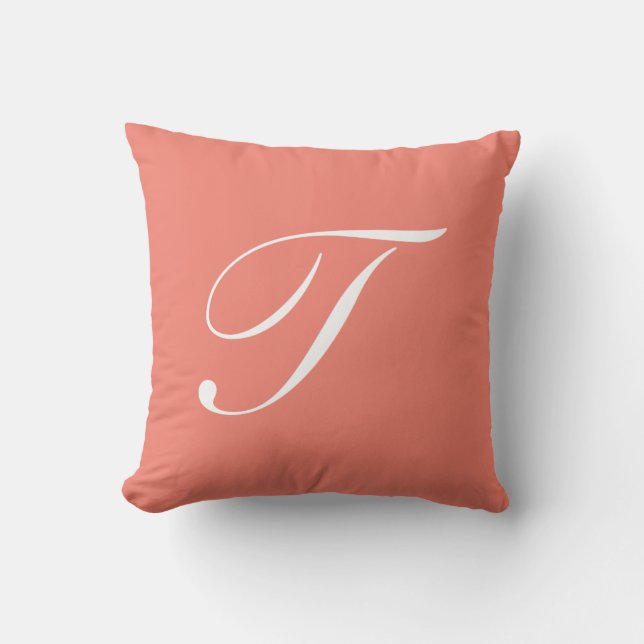 Lettre T Coral Monogramme Coussin (Recto)