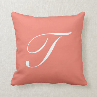 Lettre T Coral Monogramme Coussin