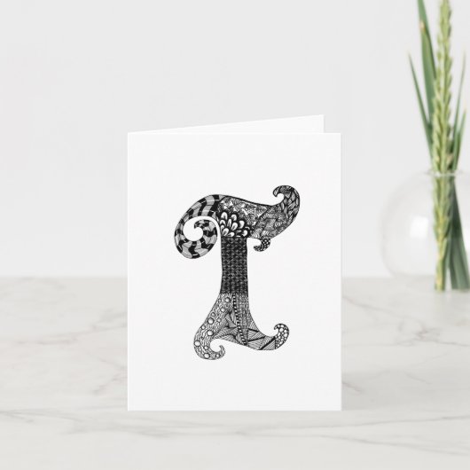 Lettre T Monogramme en noir et blanc (Devant)
